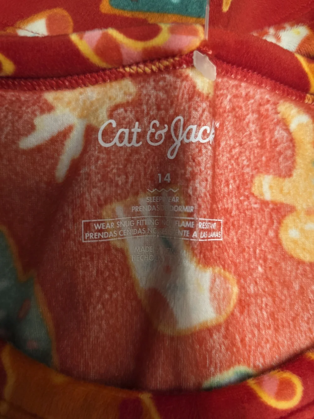 Cat & Jack Red Fleece Kids Pajama Set with Holiday Print